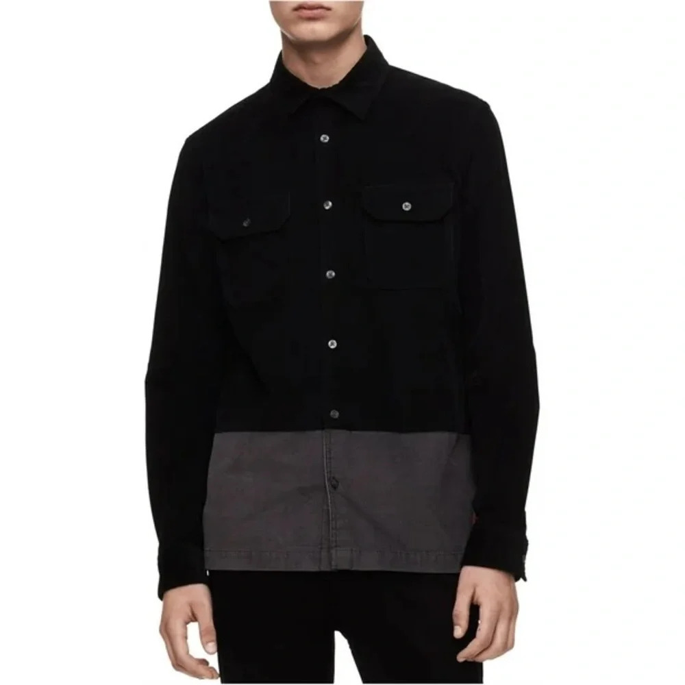 Calvin Klein Colorblocked Corduroy Button  Up Shirt Sz L